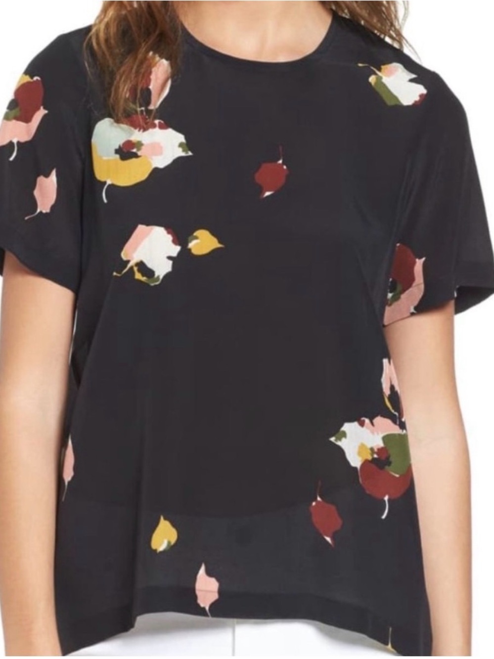 Madewell Black Short-Sleeve Floral Print Blouse